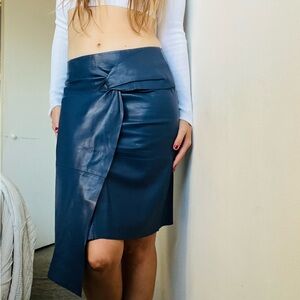 ba&sh Asymmetrical Navy Skirt